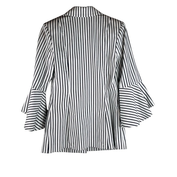 CAbi Women’s Ole Ticking Stripe Bell Jacket Blazer Navy White Size 4 - Picture 2 of 7